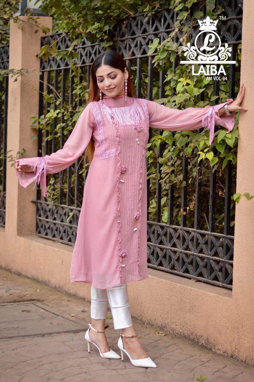 Laiba Am 94 Blushing Beauty Fancy Stylish Designer Georgette Wear Top With Bottom Collection